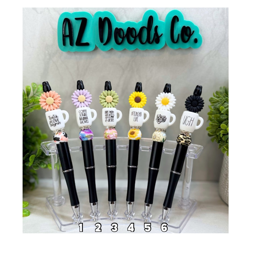 Sips & Scripts Beaded Cup Pens