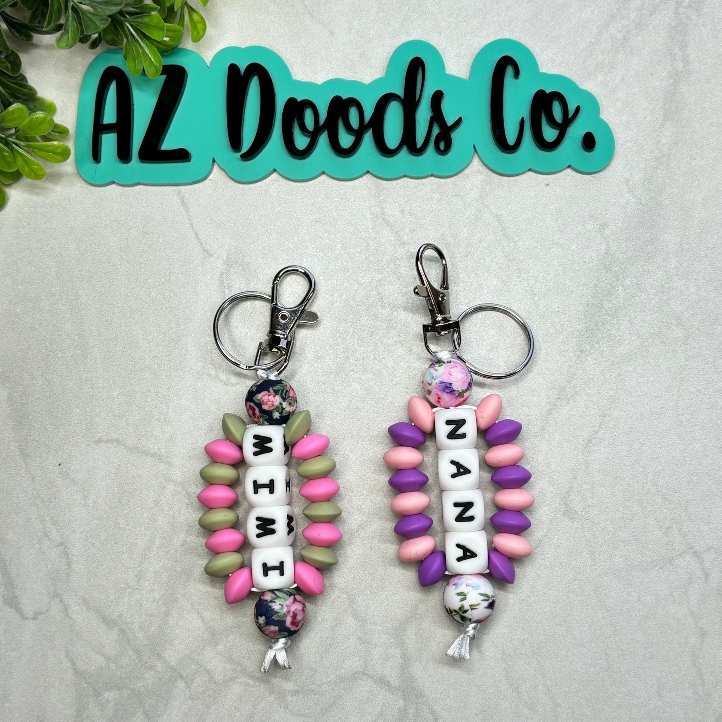 Nana or Mimi Beaded Keychain