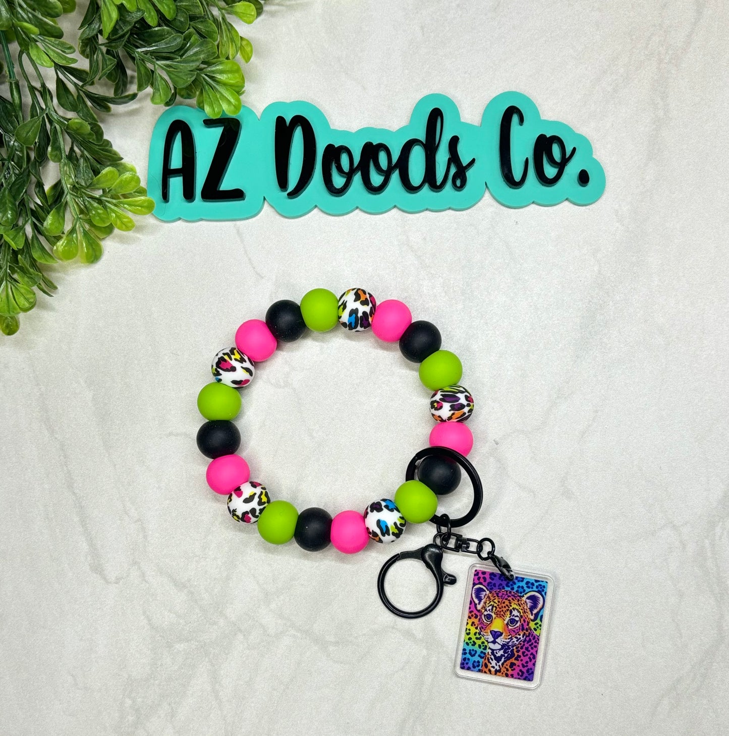 80s Collection Neon Leopard Wristlet