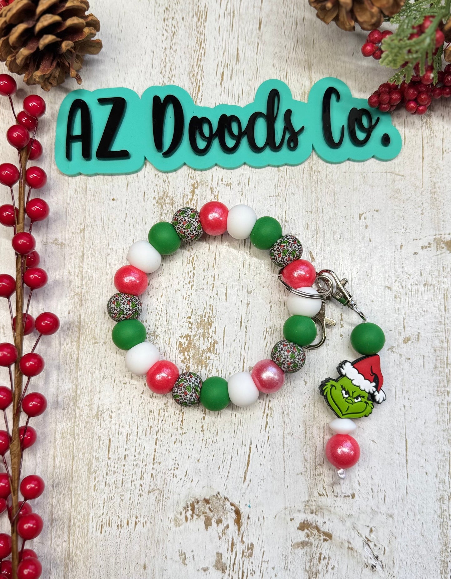 Green Christmas Wristlet