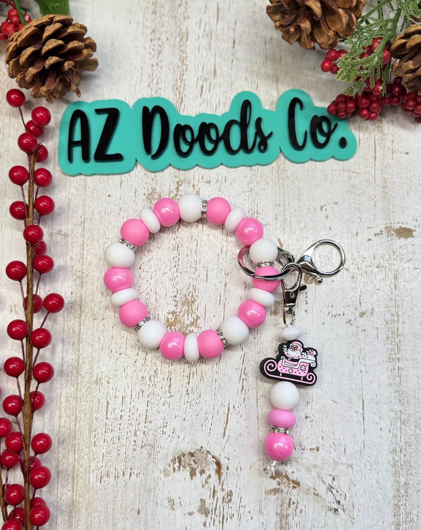 A Very Pink Christmas Wristlet