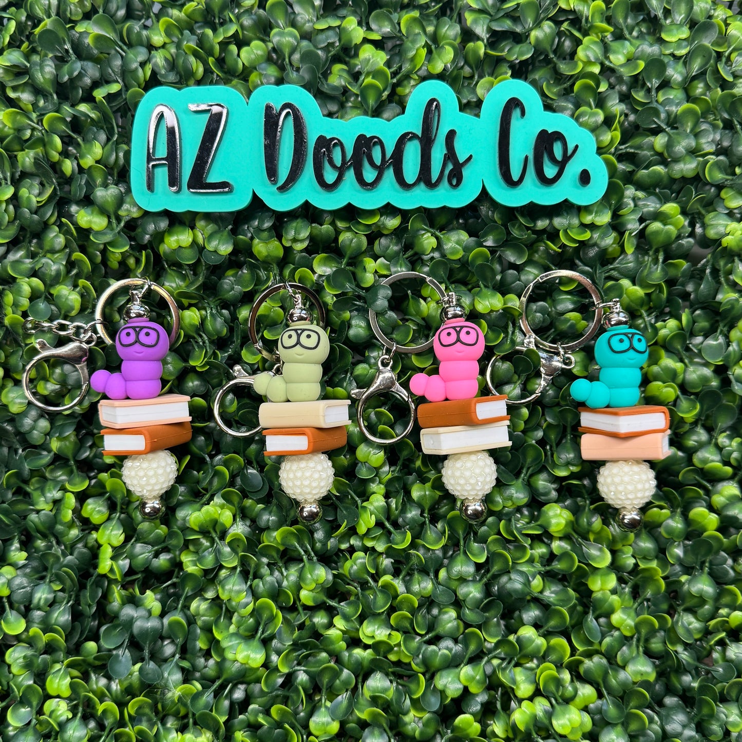 Teacher Theme Keychain- Bookworm