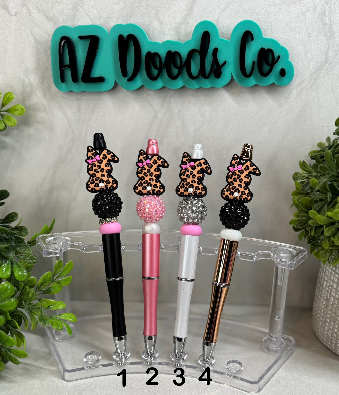 Easter Joy Collection- Leapard Bunny Beaded Pens
