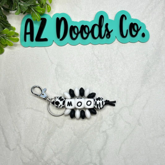 Moo Beaded Keychain