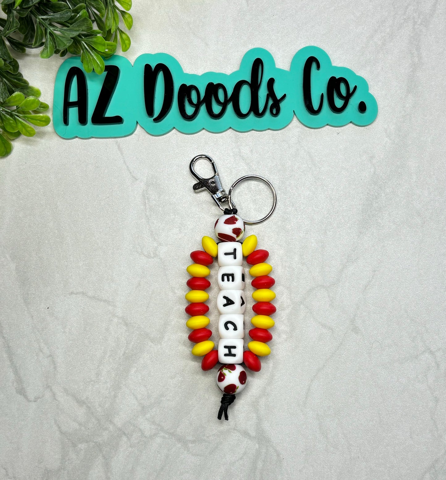 Teacher Beaded Keychain