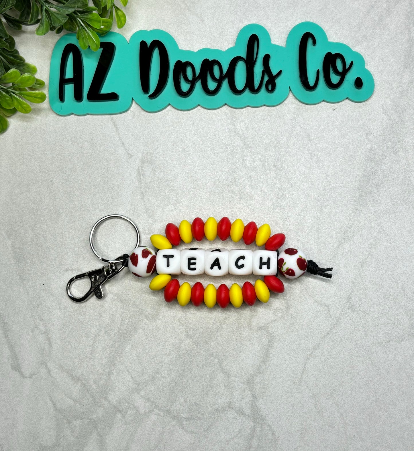 Teacher Beaded Keychain