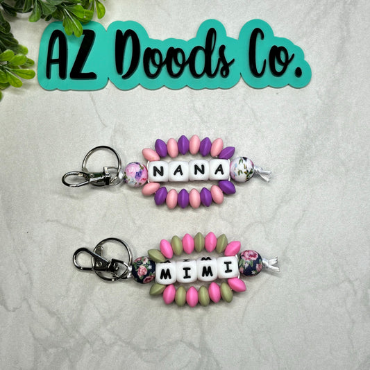 Nana or Mimi Beaded Keychain