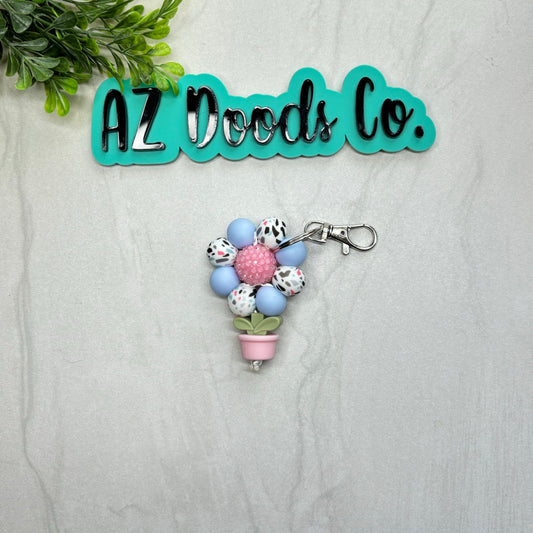 Speckled Blossom Flower Keychain