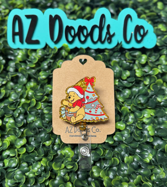 Yellow Pooh Christmas Badge Reel