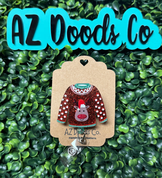 Christmas Sweater Badge Reel