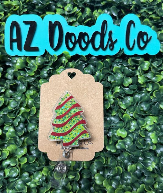 Christmas Tree Shaker Badge Reel