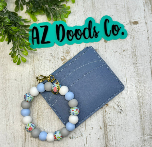 Blue Garden Wristlet W/ Wallet