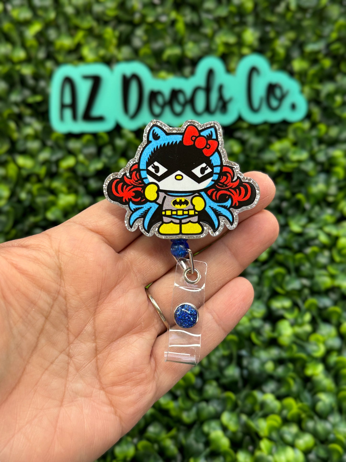 Hero Kitty Glitter Badge Reel