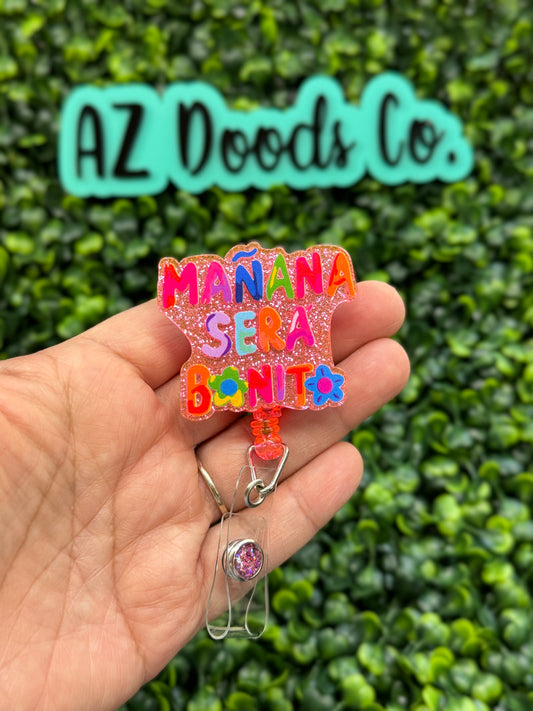 Manana Sera Bonito Glitter Badge Reel