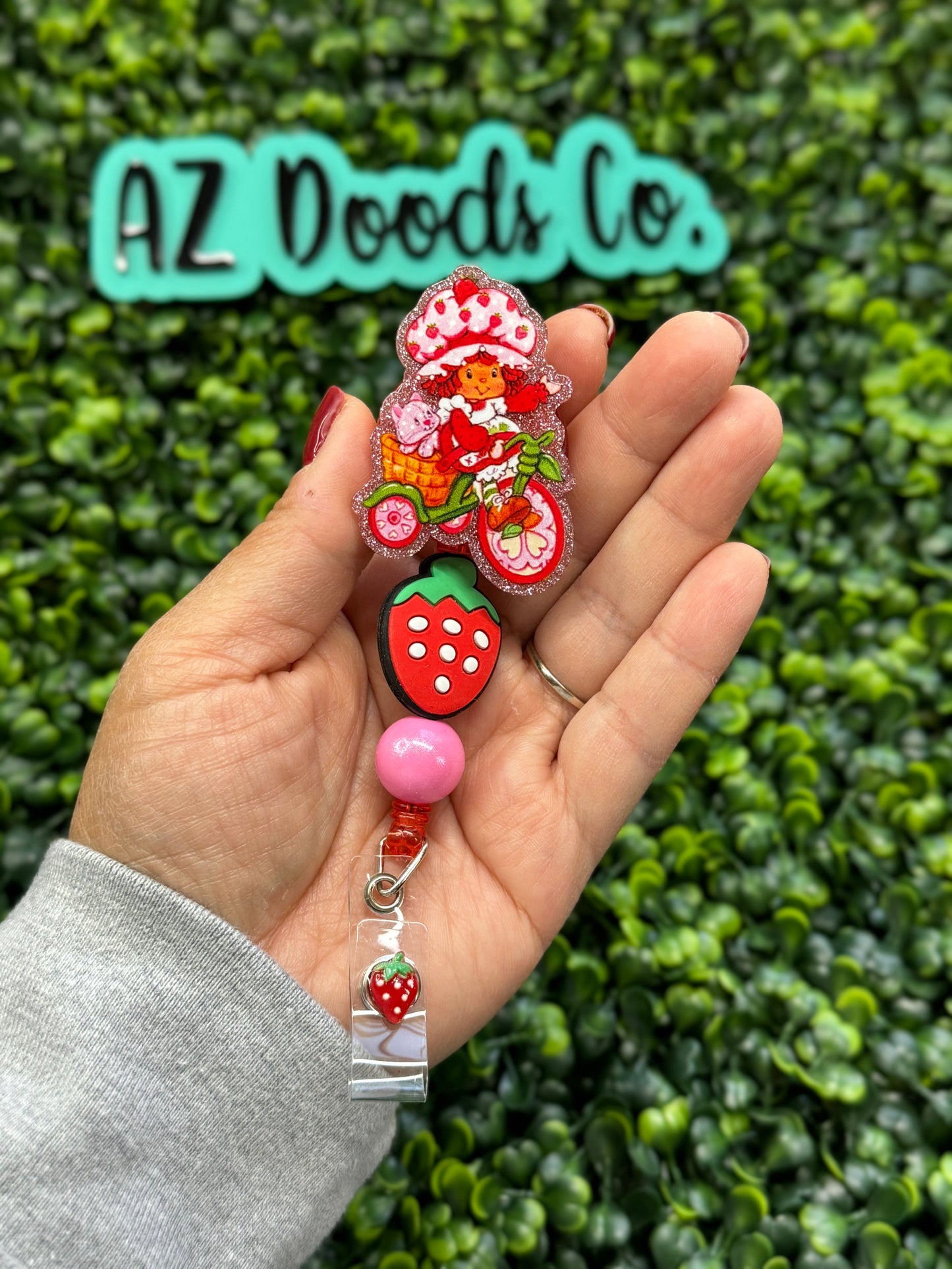 Beaded Strawberry Shortcake Badge Reel