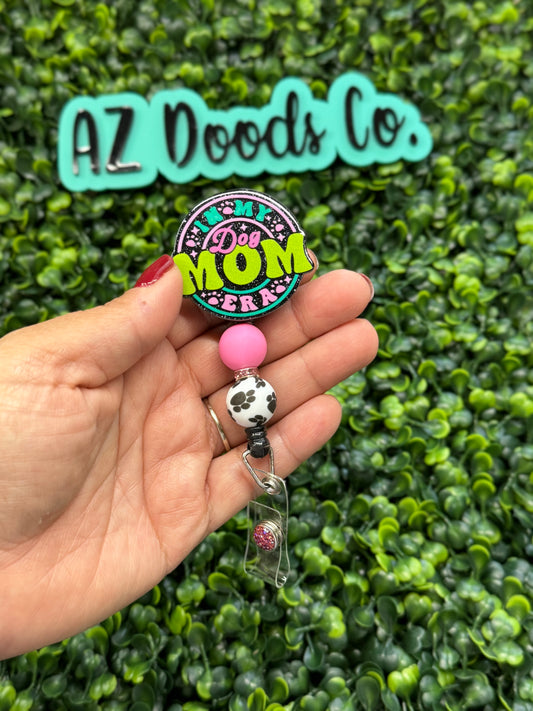 Dog Mom Beaded Badge Reel