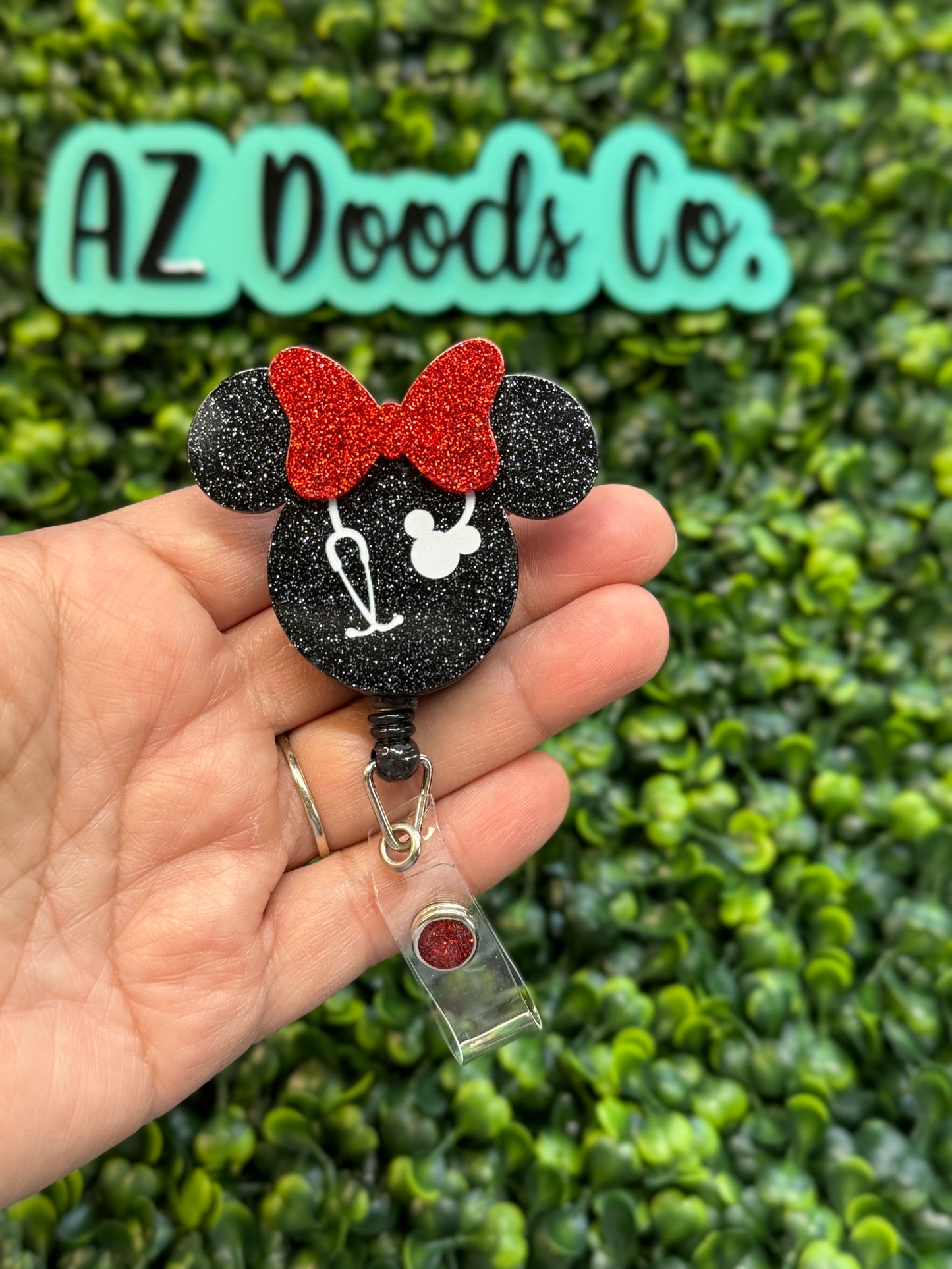 Medical Minnie Glitter Badge Reel