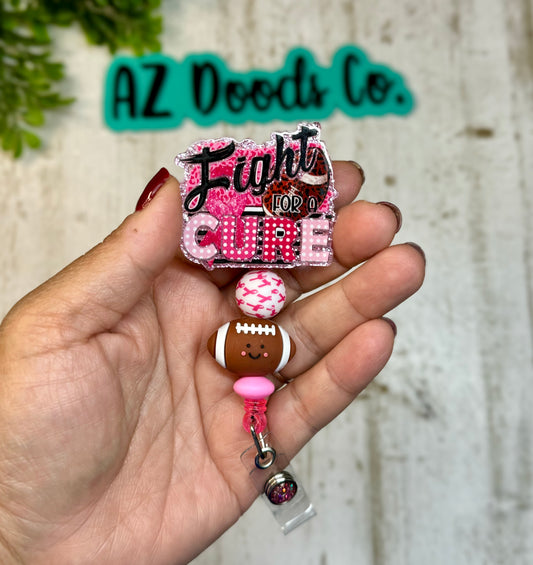 Pink Collection Game Day Fight Beaded Badge Reel