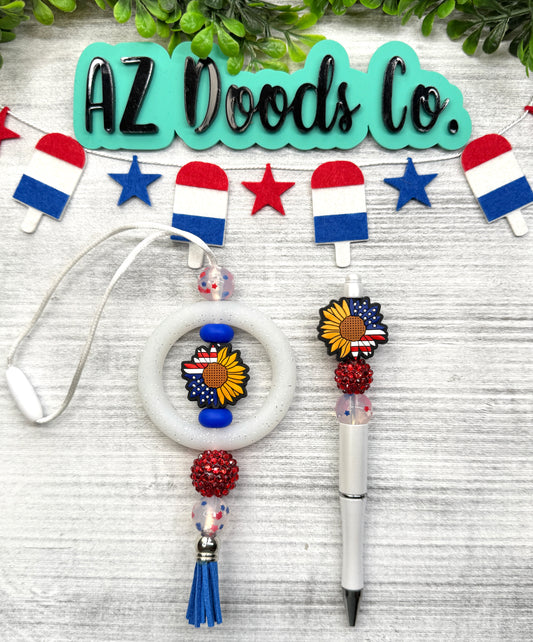 Red, White & Bloom Car Charm Set