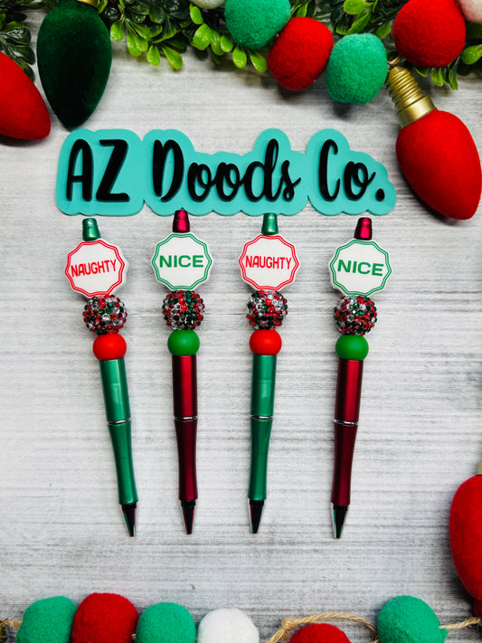 Christmas Collection Naughty or Nice Beaded Pens