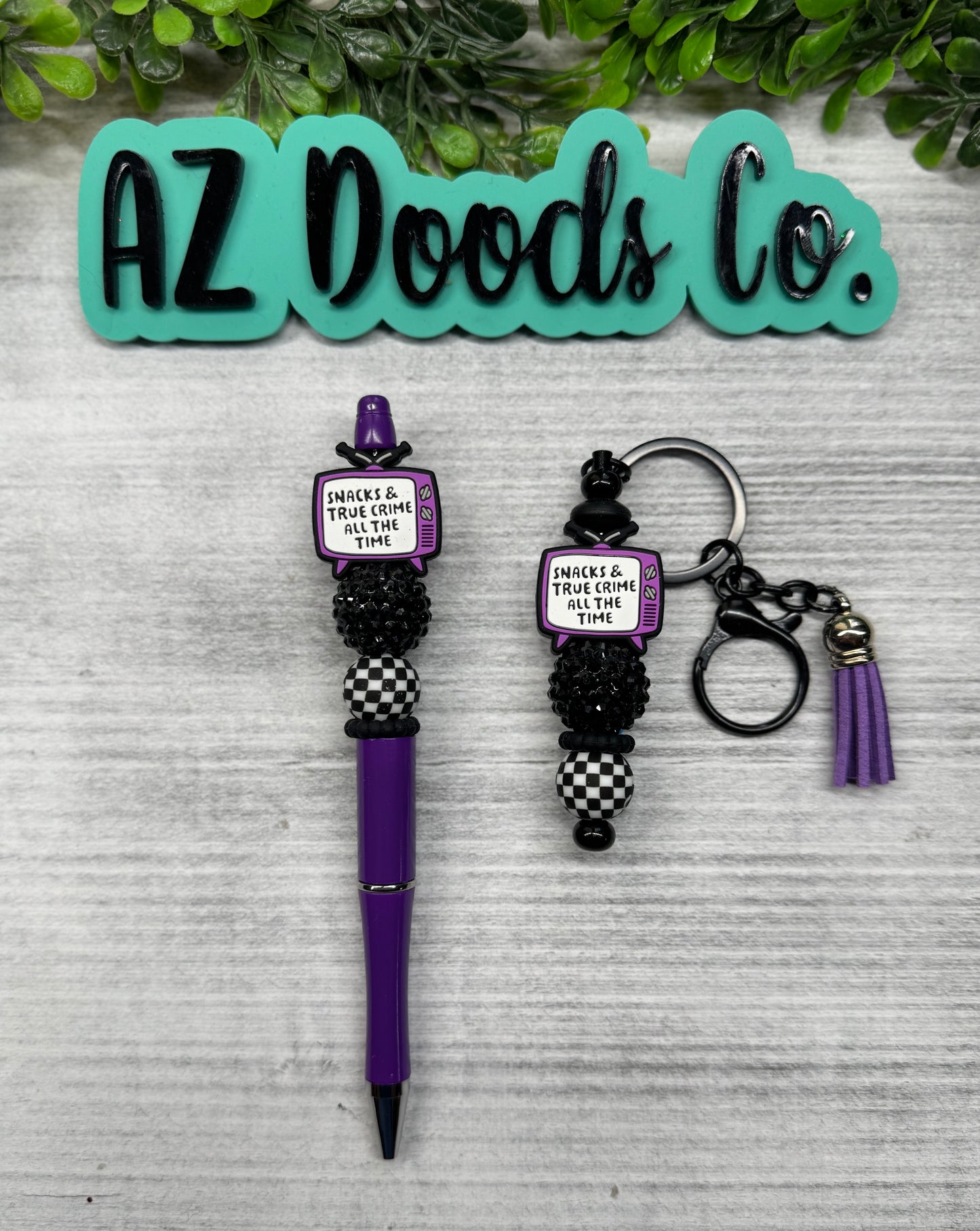 Snacks & True Crime Pen & Keychain Set