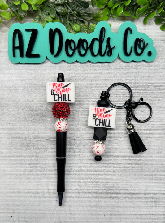 True Crime & Chill Pen & Keychain Set