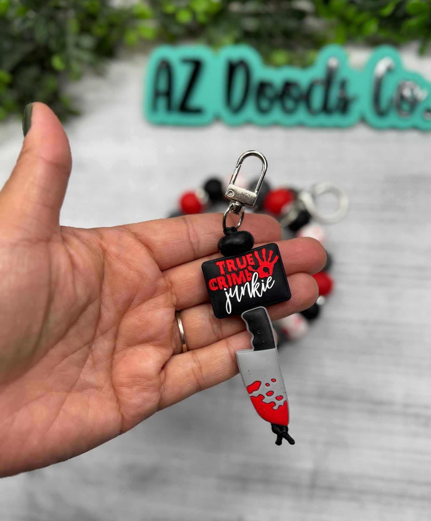 True Crime Junkie Wristlet With Removable Keychain